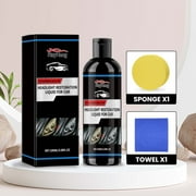 Headlight Restoration Polishing Kits, 2025 Upgraded Automotive Ceramic Headlight Restoration Kit Headlight Lampshade Repair for Plastic Lenses Headlights Taillights Fluid Scratches Cleaning 100ml
